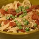 Fettuccine piselli e speck Bimby